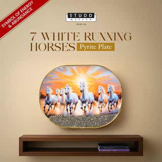 7 White Running Horses Pyrite Plate [Capsule Frame]